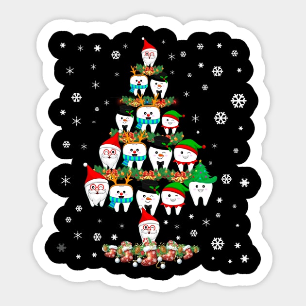 Teeth Christmas Tree Funny Dental Gift For Men Women Kids Sticker by Sinclairmccallsavd